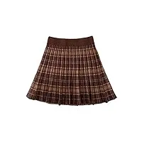 ijnhytg jupe courte high waist brown and black and white plaid uniform pleated skirt spring summer autumn skirt