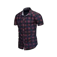 ijnhytg manches courtes summer short sleeve denim shirt men casual business plaid shirts male brand clothes cotton (color : 55891 blue, size : europe size xxl)