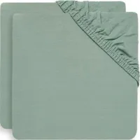 lot de 2 draps housses en coton ash green (60 x 120 cm)