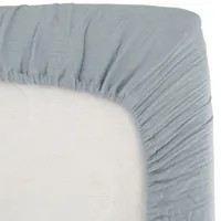 drap housse en gaze de coton bleu vintage (60 x 120 cm)