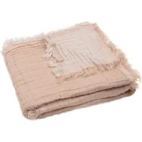 couverture en coton fringe moonstone/ivory (75 x 100 cm)