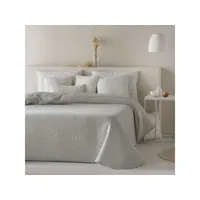 couvre-lit réversible en jacquard de coton aura gris