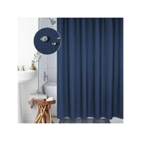 rideau de douche étanche résistant anti-moisissure polyester déperlant 200x180 cm bleu