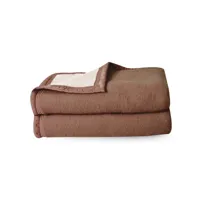 couverture pure laine vierge woolmark 500g/m² volta 240x300 cm marron chamois