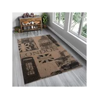 tapiso floorlux tapis cuisine marron noir sisal extérieur 160x230 cm 20347 coffee / black 1,60*2,30