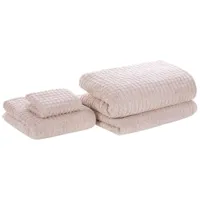 lot de 4 serviettes de bain en coton rose atai 245434