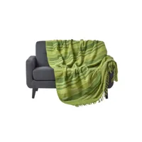 homescapes jeté de lit ou de canapé à rayures morocco - vert - 255 x 360 cm sf1166c