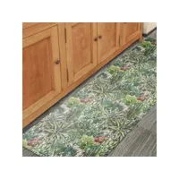 tapis de cuisine vinyle flore vert 150x200 oeko tex® fait en europe en pvc