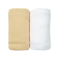 lot de 2 draps housses jersey 40x80 cm coton bio blanc/jaune 4045-blanc/jaune