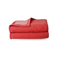 couverture pure laine vierge woolmark 500g/m² volta 240x300 cm rouge bois de rose