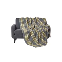 homescapes jeté de canapé tartan à carreaux gris et jaune, 255 x 360 cm sf1353c