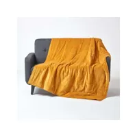 homescapes plaid en velours capitonné jaune moutarde, 150 x 200 cm sf1251b
