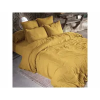 parure de lit double gaze de coton jaune safran 260x240 cm