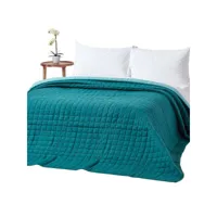 homescapes couvre-lit matelassé bicolore & réversible en coton - vert & turquoise - 150 x 200 cm sf1112a