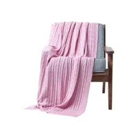 homescapes plaid en tricot en 100% coton rose pastel, 130 x 170 cm sf1597a