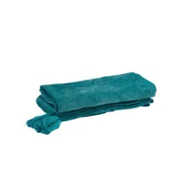 plaid fayola coton turquoise - l 180 x l 130 x h 0,5 cm