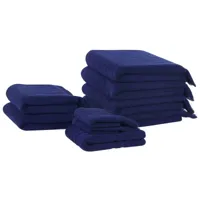 lot de 9 serviettes de bain en coton bleu marine atiu 357882