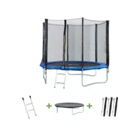 trampoline joycy - ø 2,44 m - avec filet + échelle + couverture + kit d'ancrage