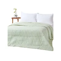 homescapes couvre-lit matelassé bicolore & réversible en coton - vert sauge & crème - 230 x 250 cm sf1111c