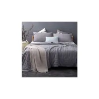 jeté de lit gris capitonné style lin lavé - 230x250cm - gris