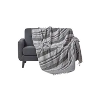 homescapes jeté de lit ou de canapé à rayures morocco - gris - 255 x 360 cm sf1292c
