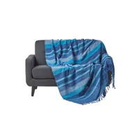 homescapes jeté de lit ou de canapé à rayures morocco - bleu - 255 x 360 cm sf1165c