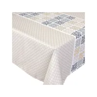 nappe rectangle 150x200 cm imprimée 100% polyester caro grège beige