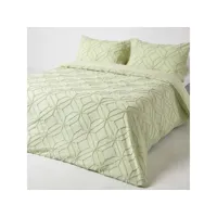 homescapes parure de lit vert sauge tuftée à motif géométrique, 260 x 220 cm bl1745d