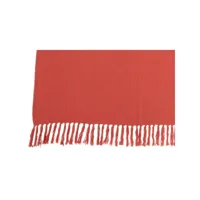 plaid crocheté avec pompons en coton rose 170x130cm