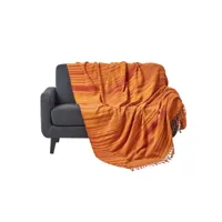 homescapes jeté de lit ou de canapé en tissu chenille orange foncé, 220 x 240 cm sf1219b