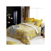 parure de lit satin de coton botanic jaune 260x240 cm - tradilinge
