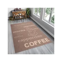 tapiso floorlux tapis cuisine marron beige motif café résistant fin 120x170 cm 20220 coffee / natural 1,20*1,70