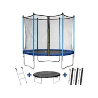 trampoline  happy  - ø 2.44 m - avec filet + échelle + couverture + kit d'ancrage
