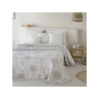 couvre-lit réversible en jacquard de coton chiara beige