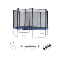 trampoline joycy - ø 3,66 m - avec filet + échelle + couverture + kit d'ancrage