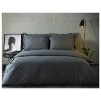housse de couette 240x280 unie anthracite + 2 taies assorties dimensions oreillers - 65x65cm