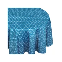 nappe ovale 180x240 cm imprimée 100% polyester paco géométrique bleu curacao