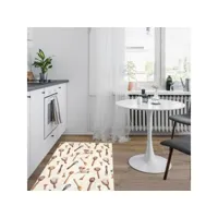 tapis de cuisine impnum 18 beige 70x180 lavable 30° en polyester doux et soyeux