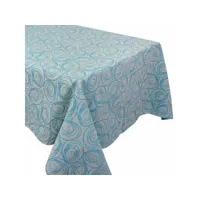 nappe rectangle 150x300 cm jacquard coton spirale bleu turquoise