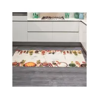 tapis de cuisine impnum 17 beige 80x150 lavable 30° en polyester doux et soyeux