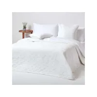 homescapes couvre-lit en velours matelassé crème à motif losanges, 200 x 200 cm sf1847a