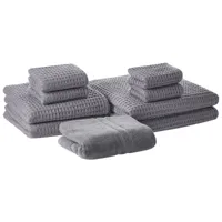 lot de 9 serviettes de bain en coton gris areora 245721