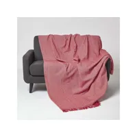 homescapes plaid rouge en coton malda à franges, 225 x 255 cm sf2268b