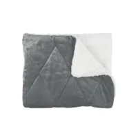 paris prix - couvre-lit flanelle sherpa 220x240cm gris