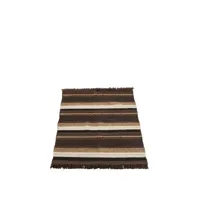 plaid ethnique coton marron-noir-beige - l 90 x l 150 x h 1 cm