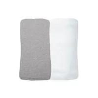 lot de 2 draps housses jersey 70x140 cm coton bio gris/blanc 4145-gris/blanc