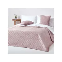 homescapes couvre-lit en velours matelassé vieux rose à motif cercles entrelacés, 200 x 200 cm sf1845a