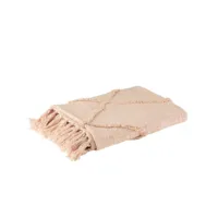 plaid losange coton polyester rose - l 130 x l 170 x h 1 cm