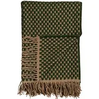 røros tweed - isak couverture en laine, 150 x 210 cm, vert / beige