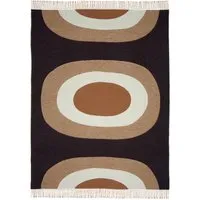marimekko - melooni couverture en laine, 130 x 170 cm, marron / blanc cassé / bleu foncé